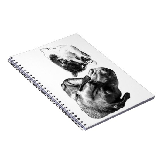 Hunde- und Katzenruhen zusammen Monochrome-Noteboo Notizblock (Rechte Seite)