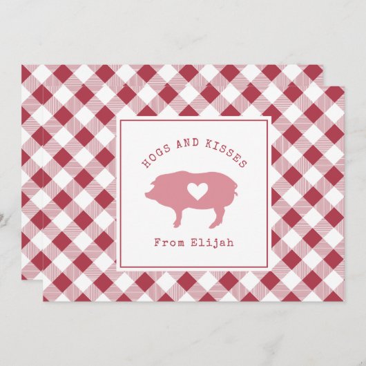 Hunde und Kisses Pink Pig Valentine (Vorne/Hinten)