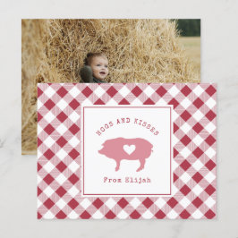 Hunde und Kisses Pink Pig Valentine Foto Postkarte