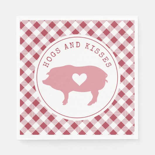 Hunde und Kisses Pink Pig Valentine Foto Serviette (Vorderseite)