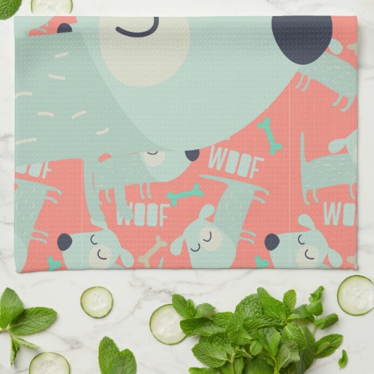 Hunde und Knochen Geschirrtuch (Gefaltet)