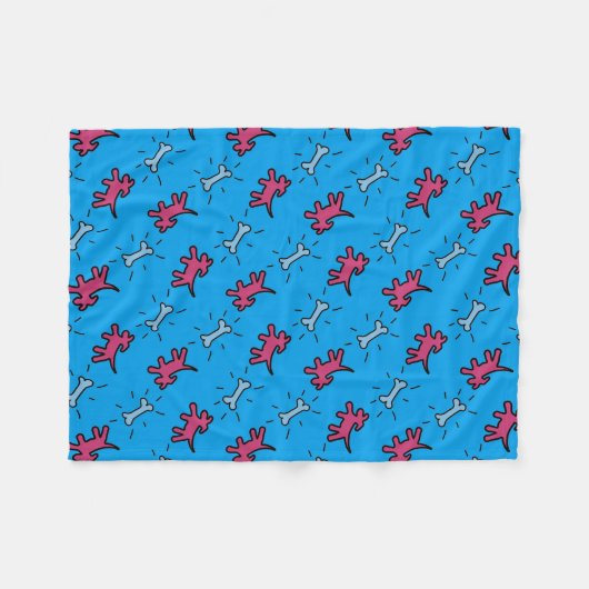 Hunde und Knochen Graffiti-Stil Blue Blanket 2 Fleecedecke (Vorderseite (Horizontal))