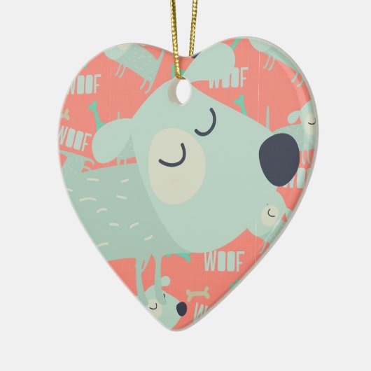 Hunde und Knochen Keramik Ornament (Links)