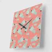 Hunde und Knochen Quadratische Wanduhr (Winkel)