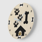 Hunde- und Knochensteckube Große Wanduhr (Winkel)