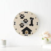 Hunde- und Knochensteckube Große Wanduhr (Zuhause)