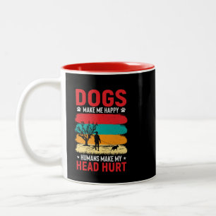 Hunde und Menschen Humor Zweifarbige Tasse
