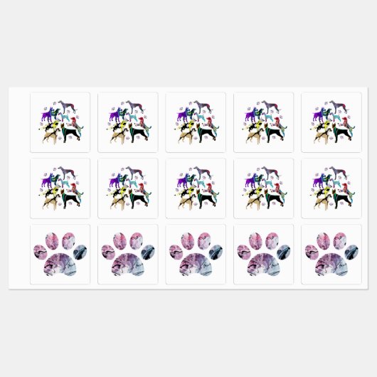 Hunde und Paws Etiketten (Blatt)