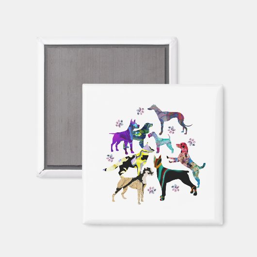 Hunde und Paws Magnet (Vorderseite/Rückseite)