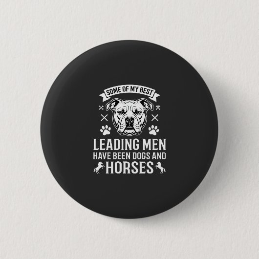 Hunde und Pferde führen Männer Button (Vorderseite)