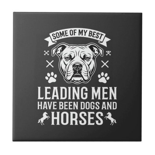 Hunde und Pferde führen Männer Fliese (Vorderseite)