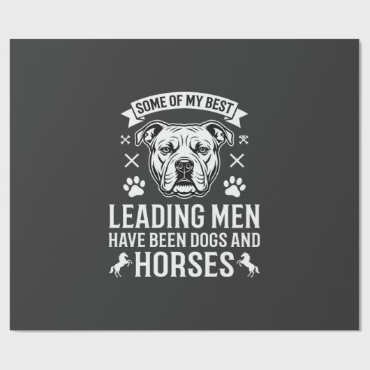 Hunde und Pferde führen Männer Geschenkpapier (Flach)