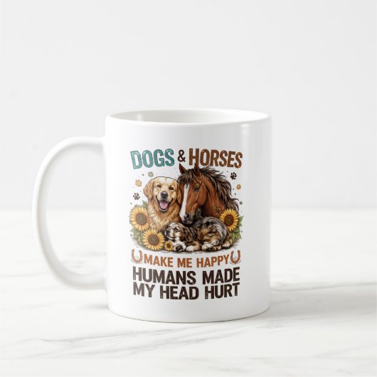 Hunde und Pferde machen mich glücklich Lustiger Ti Kaffeetasse (Links)