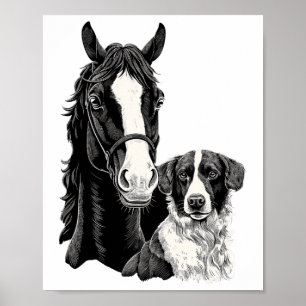 Hunde und Pferde Reiten Reiten Reitsport Poster