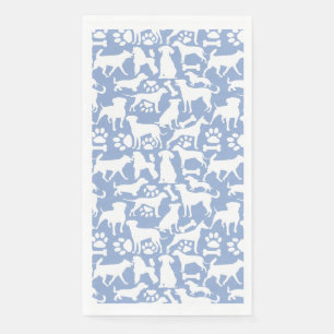 Hunde und Pfoten Muster 02.b LBlue BG Serviette