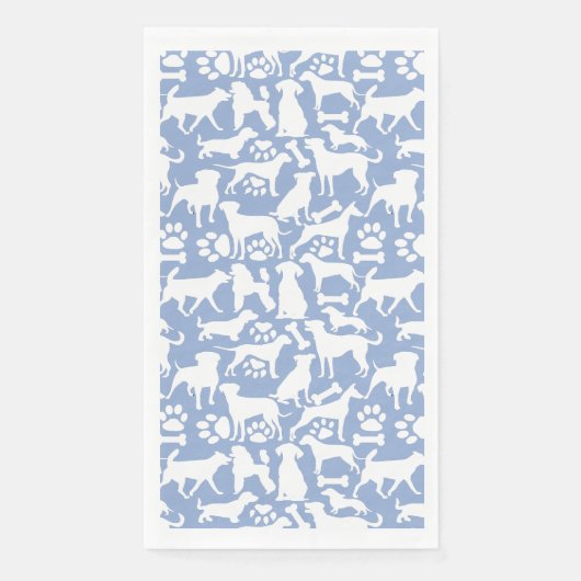 Hunde und Pfoten Muster 02.b LBlue BG Serviette (Vorderseite)