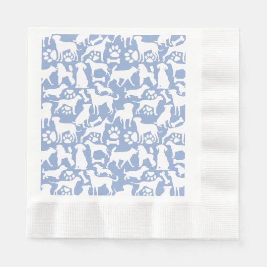 Hunde und Pfoten Muster 02.b LBlue BG Serviette (Vorderseite)