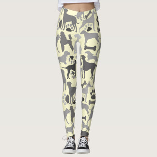 Hunde und Pfoten Muster 03.b Lyellow BG v2A Leggings