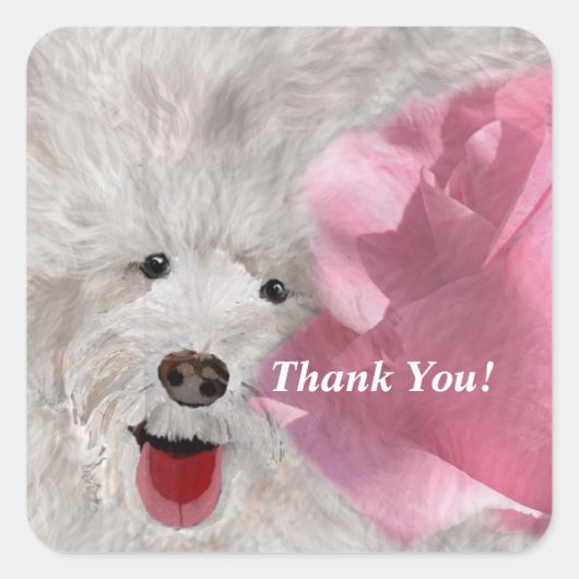 Hunde und Rose Quadratischer Aufkleber (Vorderseite)