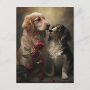 Hunde und Rose Valentine/Jubiläumsgrusskarte Feiertagspostkarte