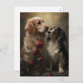 Hunde und Rose Valentine/Jubiläumsgrusskarte Feiertagspostkarte (Vorne/Hinten)
