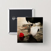 Hunde-und Rosen-Knopf Button (Vorne & Hinten)