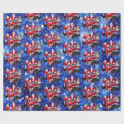 Hunde und Santa Geschenkpapier (Flach)