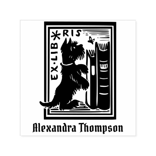 Hunde- und Schmetterlingsbibliothek Ex Libris Buch Permastempel (Design)