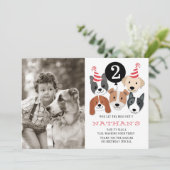 Hunde und schwarzes Ballon-Foto danken Ihnen zu Dankeskarte (Stehend Vorderseite)