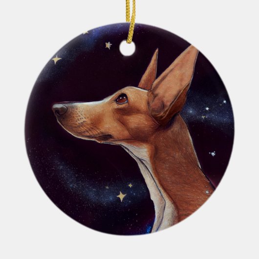 Hunde und Sterne Art Night Sky Keramik Ornament (Vorne)
