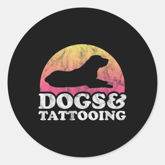 Hunde und tattowierende Männer oder Frauen, Hunde Runder Aufkleber (Vorderseite)