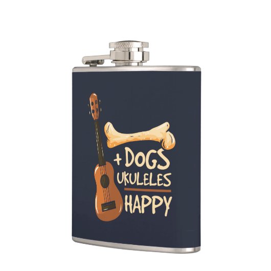 Hunde und Ukulele machen mich glücklich Flachmann (Links)