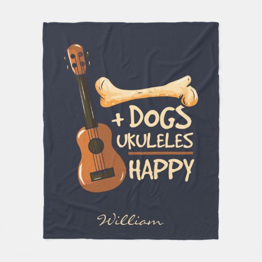 Hunde und Ukulele machen mich glücklich Fleecedecke (Vorderseite)