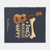 Hunde und Ukulele machen mich glücklich Fleecedecke (Vorderseite (Horizontal))