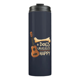 Hunde und Ukulele machen mich glücklich - Noveltät Thermosbecher