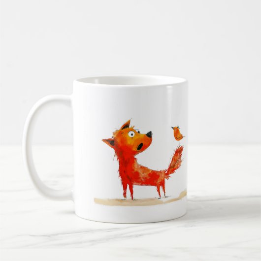 Hunde- und Vogel-Cartoon Kaffeetasse (Links)