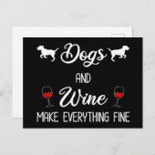 Hunde und Wein machen alles gut Postkarte (Vorne/Hinten)
