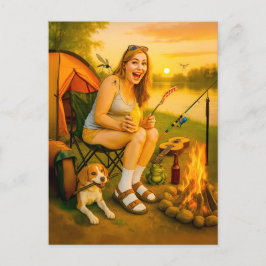 Hunde und Zelt in Angst und Schrecken Feiertagspostkarte