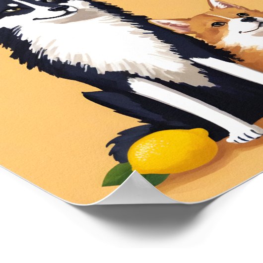 Hunde und Zitrone Poster (Ecke)