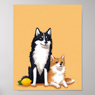Hunde und Zitrone Poster