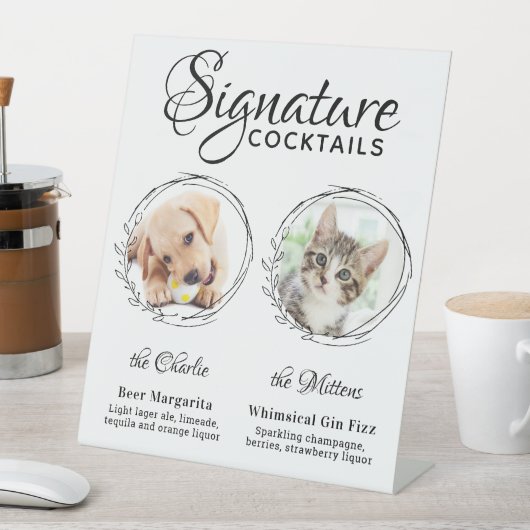 Hunde Unterschrift Drinks Custom 2 Foto Haustier H Sockelschild (In Situ)