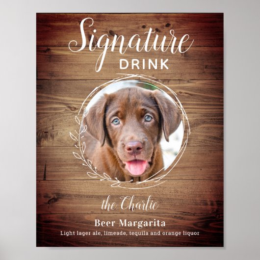 Hunde Unterschrift Drinks Haustier Foto Rustikale  Poster (Vorne)