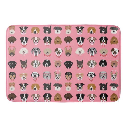 Hunde-Valentine-Gesichtspattern Badematte (Vorderseite)