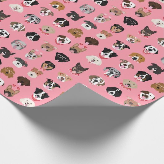 Hunde-Valentine-Gesichtspattern Geschenkpapier (Ecke)