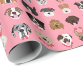 Hunde-Valentine-Gesichtspattern Geschenkpapier (Rolleneckpunkt)