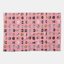 Hunde-Valentine-Gesichtspattern Geschirrtuch