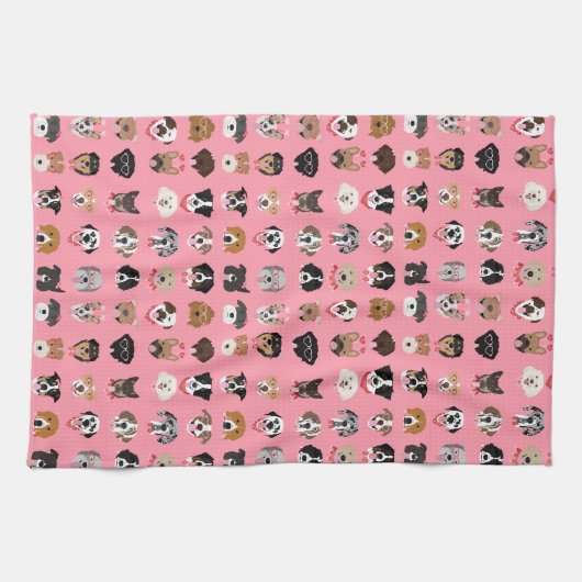 Hunde-Valentine-Gesichtspattern Geschirrtuch (Horizontal)