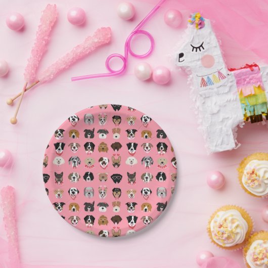 Hunde-Valentine-Gesichtspattern Pappteller (Party)
