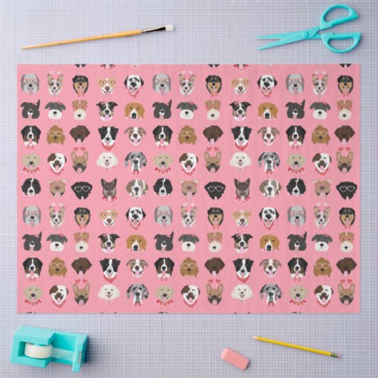 Hunde-Valentine-Gesichtspattern Seidenpapier