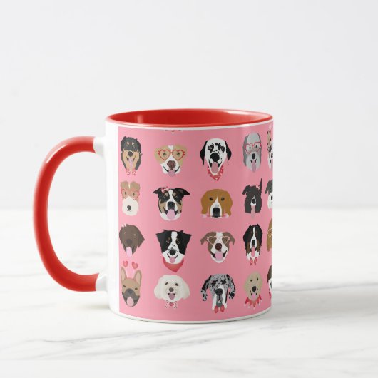 Hunde-Valentine-Gesichtspattern Tasse (Links)